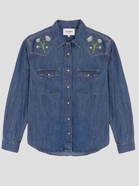 Corridor Embroidered Floral Western Button Down Shirt M